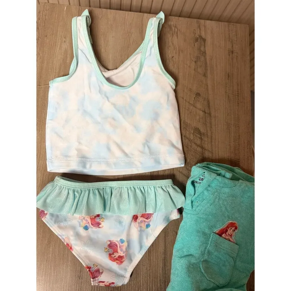 Disney Princess The Little Mermaid 3-Piece Swimsuit Set UPF 50+ Aqua Size 3T